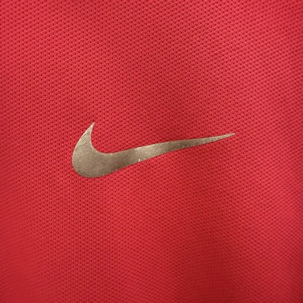 Nike Golf Tiger Woods Collection Polo Mens L Red Black Stripe Dri-Fit